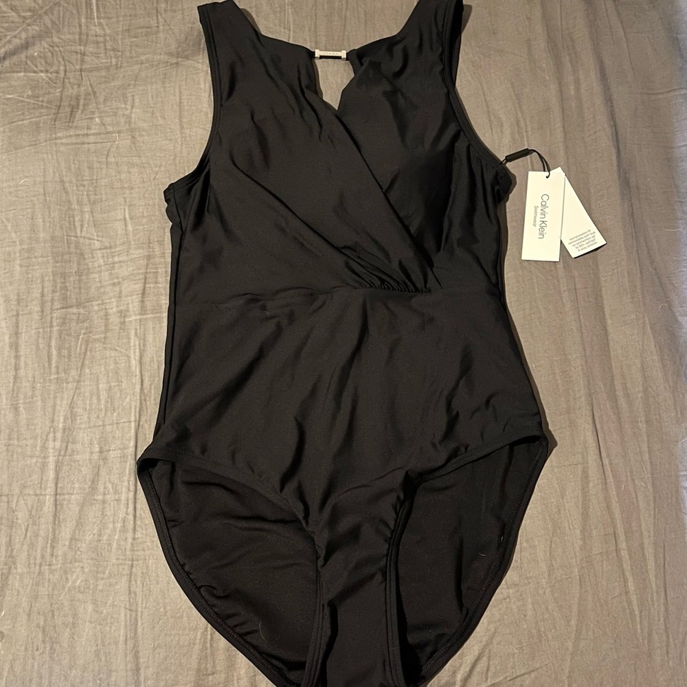 Calvin Klein Standard Tummy Control Panel High Neckline Soft Cups One Piece Swim - Picture 2 of 7